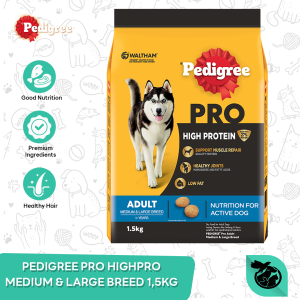 Pedigree Pro High Protein Medium & Large Breed Dry Dog Food Makanan Anjing 1.5kg