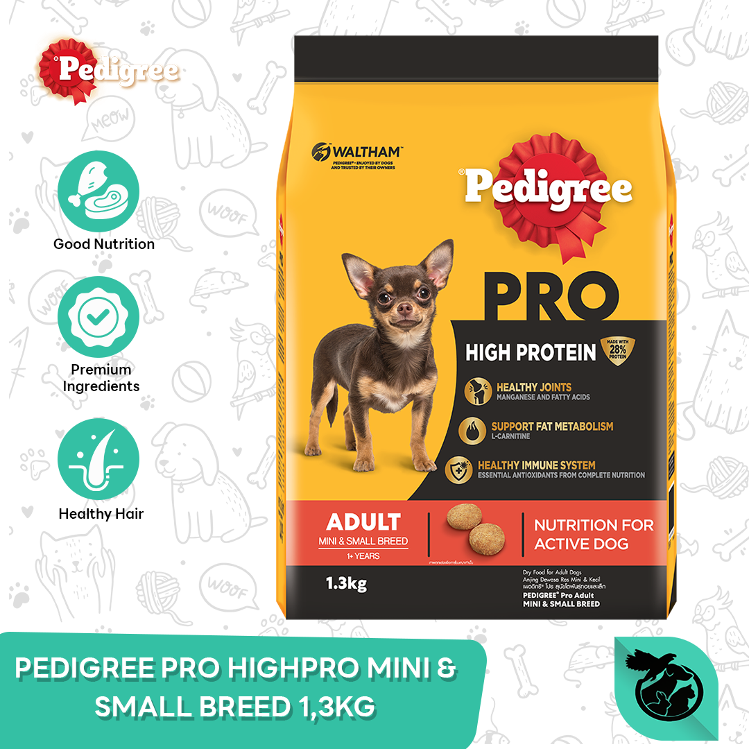 Pedigree Pro High Protein Mini & Small Breed Dry Dog Food Makanan Anjing 1.5kg
