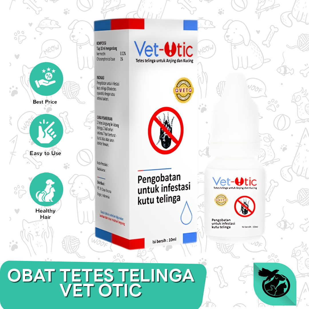 Obat tetes telinga hewan kucing anjing ear mites vet otic kutu