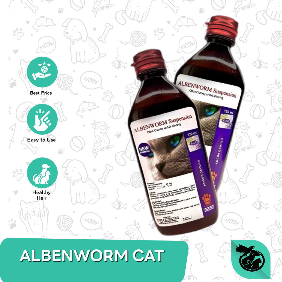 Albenworm Cat Obat Cacing Kucing Syrup Sirup Cair 120 Ml
