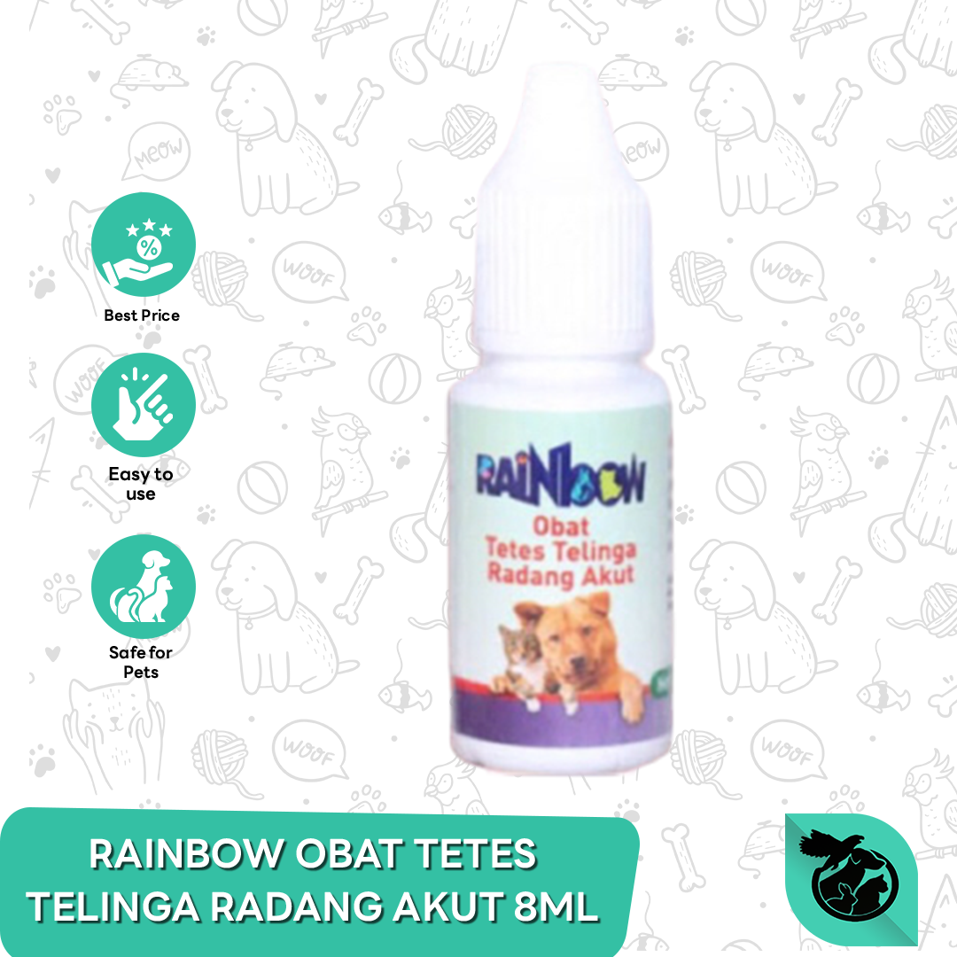 Obat Tetes Sakit Infeksi Radang Telinga Rainbow 8 Ml Kucing Anjing