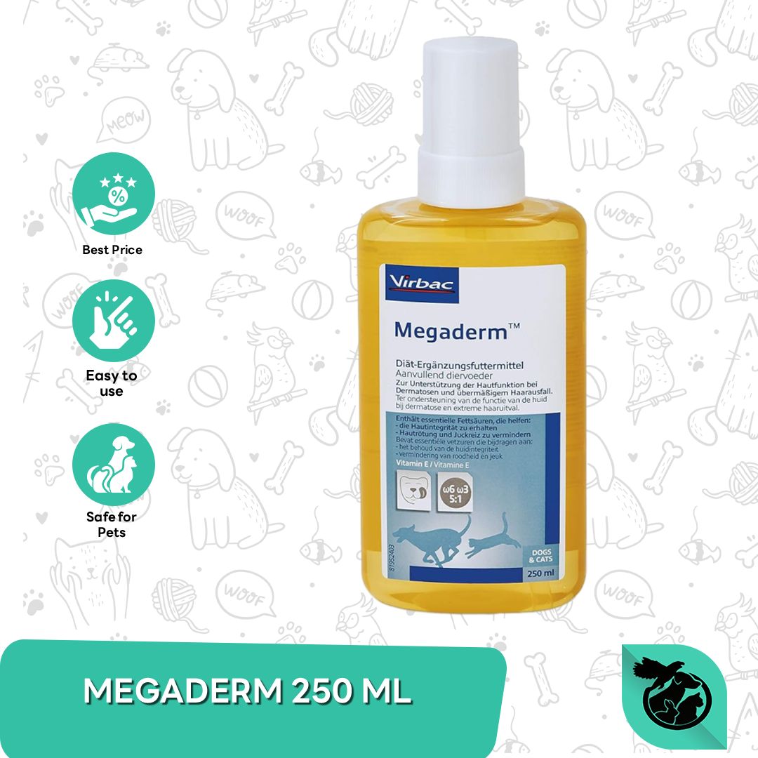VIRBAC MEGADERM 250 ML VITAMIN BULU ANJING KUCING Non Nutri Plus gel