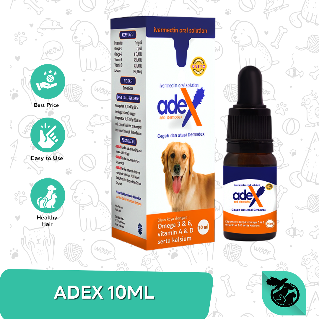 Obat Kulit Anjing Adex Invermectin 10ml Sirup anti Demodex