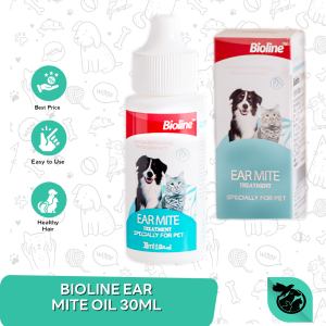 Obat Kutu Telinga Kucing Anjing Bioline Ear Mite Oil 30 ML