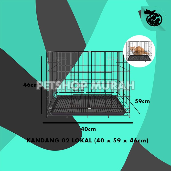 Kandang Lipat Kucing Anjing Besi Bentuk Rumah 02Lokal 40X59X46 CM