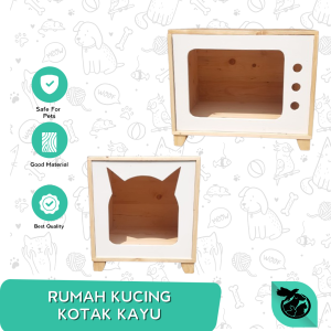 Kandang Rumah Kucing Anjing Kotak Kayu Bentuk TV