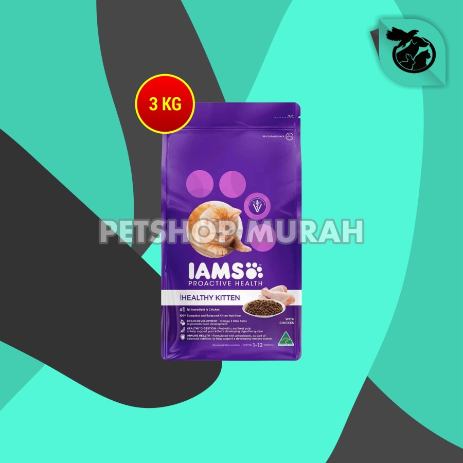 IAMS Makanan Anak Kucing Kitten Ayam Chicken 3 KG Murah No Whiskas