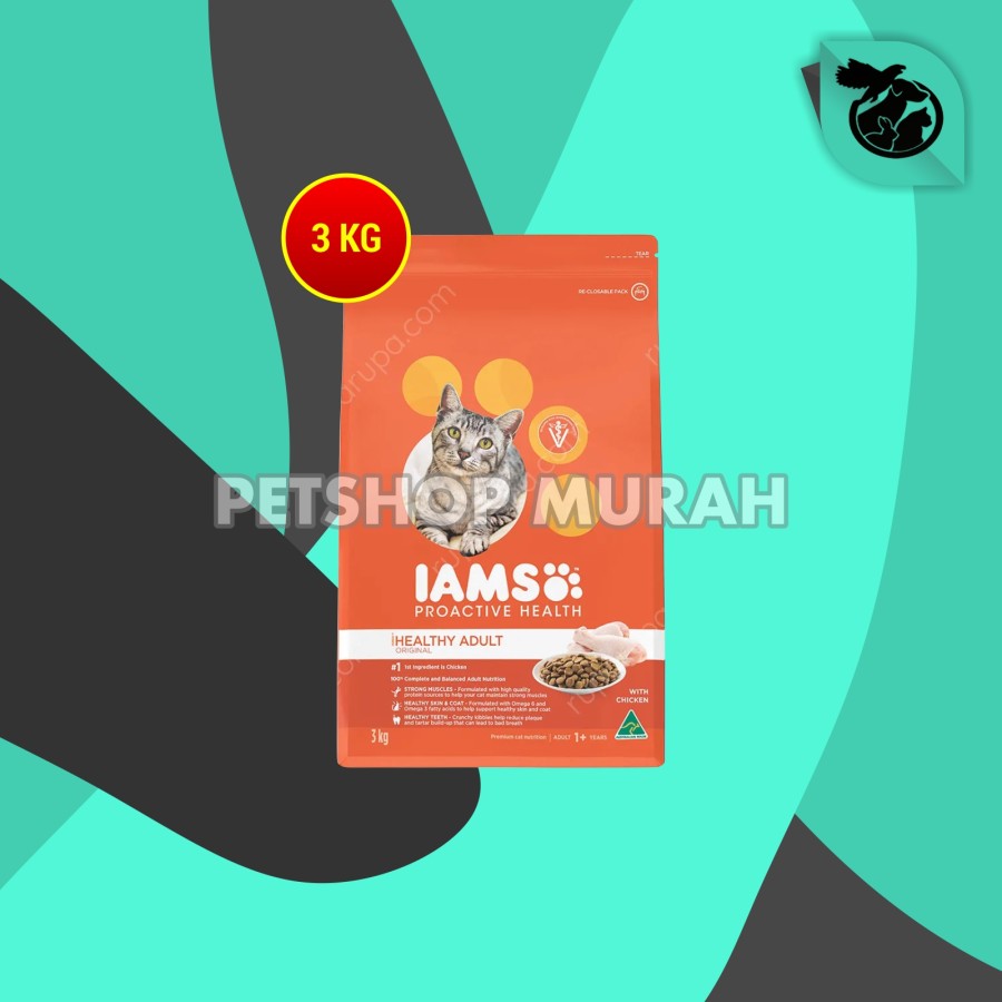IAMS Makanan Kucing Dewasa Rasa Ayam Chicken 3 KG Murah No Whiskas