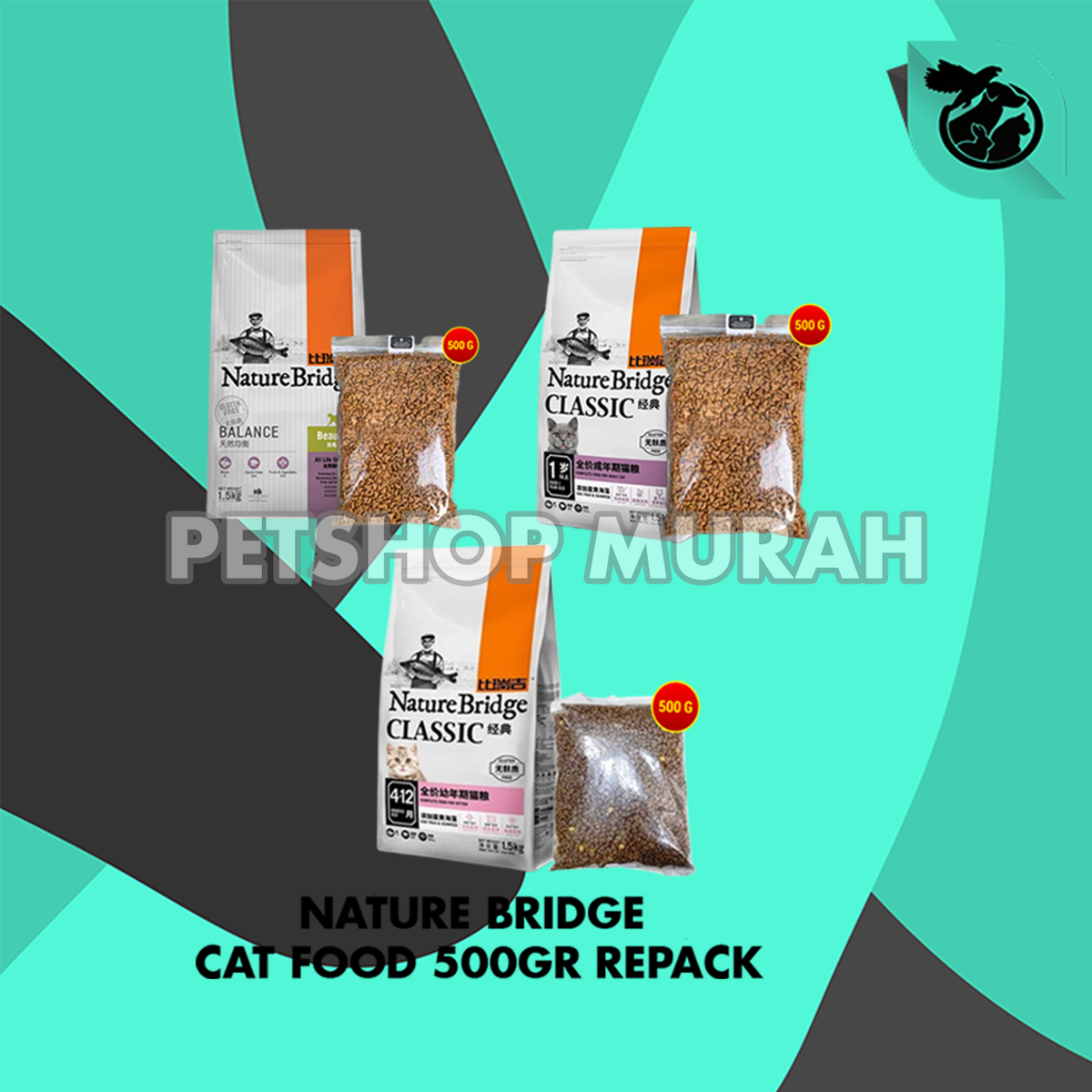 Nature Bridge Adult Kitten Cat Food Makanan Kucing Repack 500 Gram