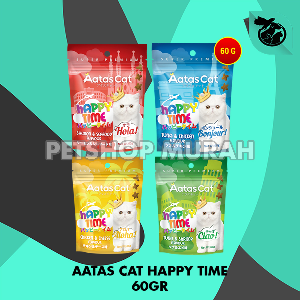 Snack Cemilan Kucing Aatas Cat Treats 60 Gram