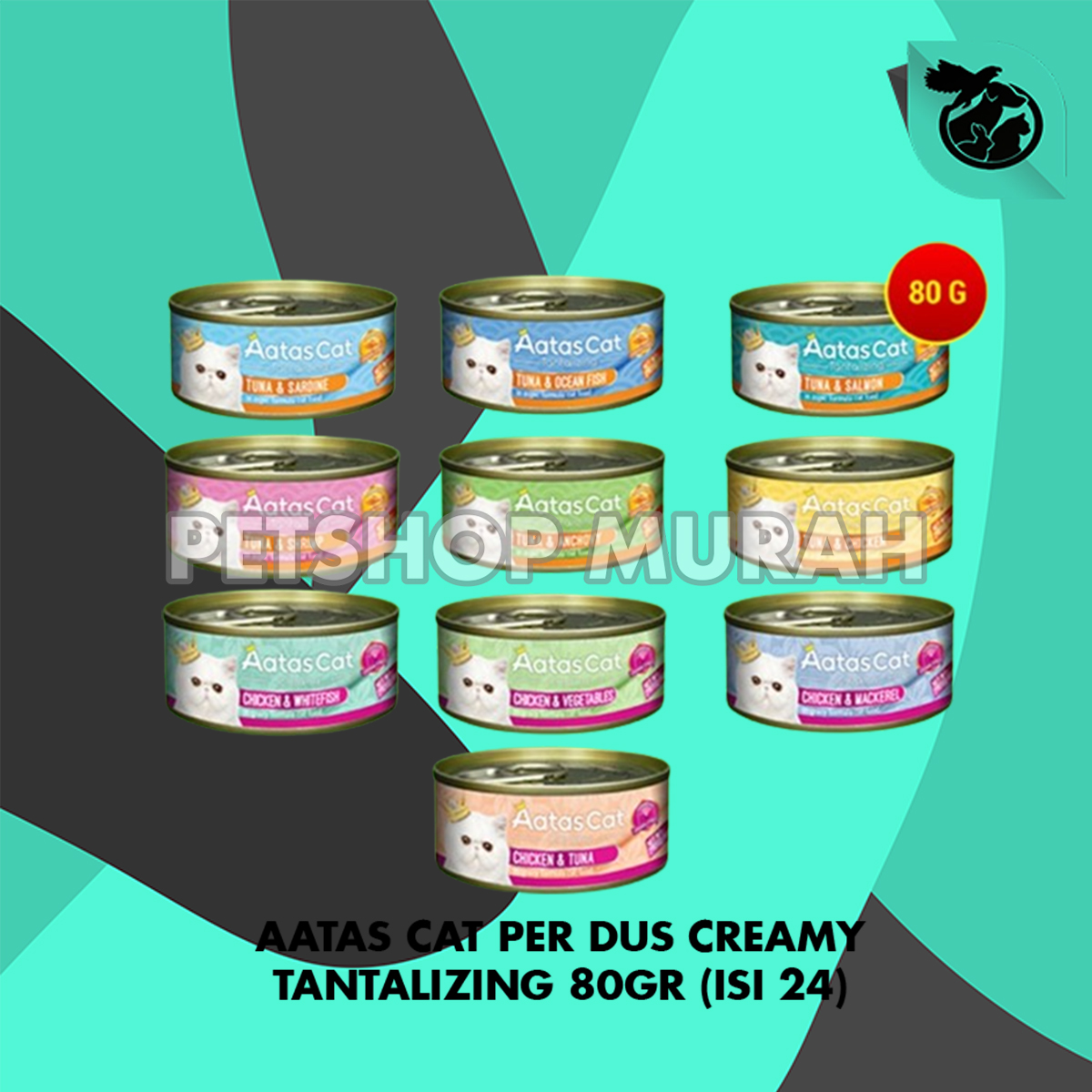 Makanan Kucing Kaleng Aatas Cat Food Can Grosir Dus Isi 24 Pcs 80 Gram