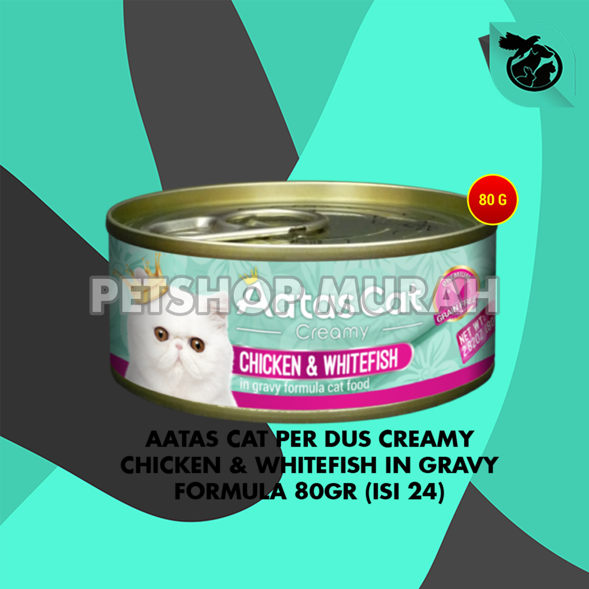 Makanan Kucing Kaleng Aatas Cat Food Can Grosir Dus Isi 24 Pcs 80 Gram - Image 2