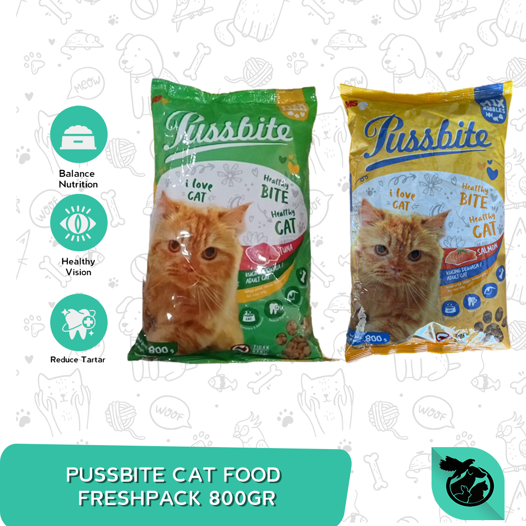 Makanan Kucing Dewasa Pussbite Dry Cat Food Adult Fresh Pack 800 Gram