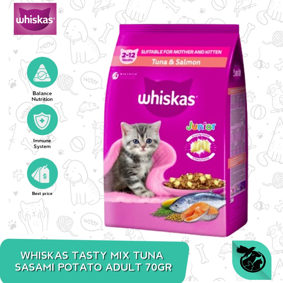 Whiskas Junior Tuna Salmon Kitten Dry Cat Food Makanan Anak Kucing 450gr