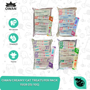 Owan Creamy Treats Wet Cat Food Snack Kucing 14gr 1 Pack (Isi 100pcs)