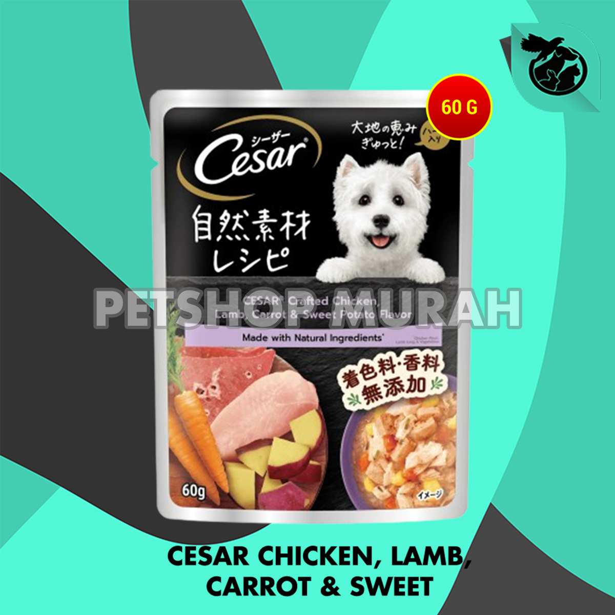 Makanan Anjing Basah Cesar Dog Wet Food Pouch 60 Gram - Image 2