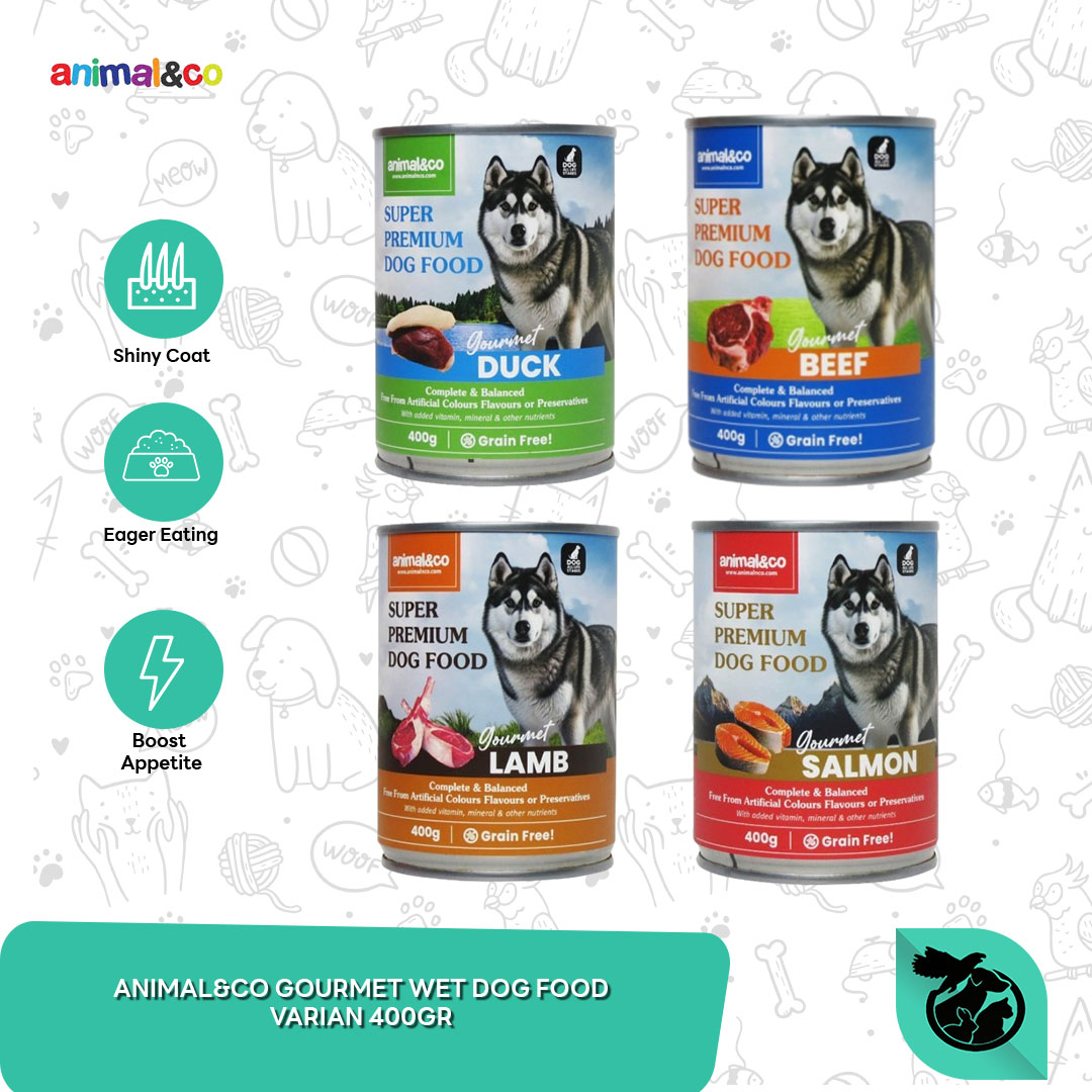 Animal&Co Gourment Wet Dog Food Can Makanan Anjing 400 Gram